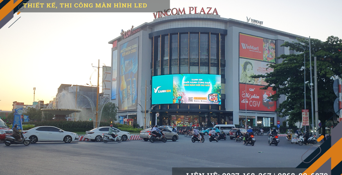 Màn hình LED Xanh SM Cần Thơ hiển thị quảng cáo taxi điện diện tích 200m2.