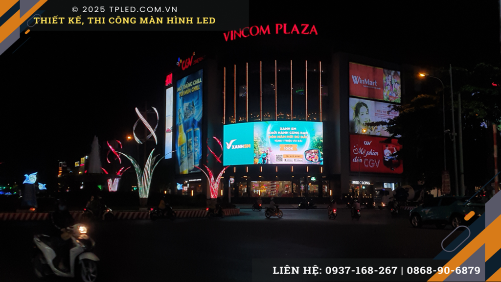 Màn hình LED Xanh SM Cần Thơ hiển thị quảng cáo taxi điện diện tích 200m2.
