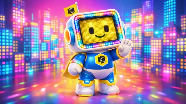 Nhân vật Mascot TPLED tương tác trên màn hình LED quảng cáo 3D naked-eye chuyên nghiệp.