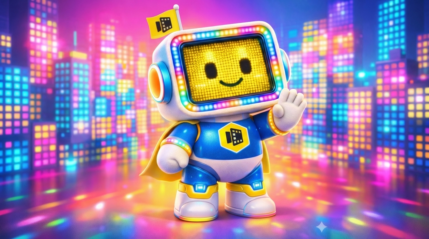 Nhân vật Mascot TPLED tương tác trên màn hình LED quảng cáo 3D naked-eye chuyên nghiệp.