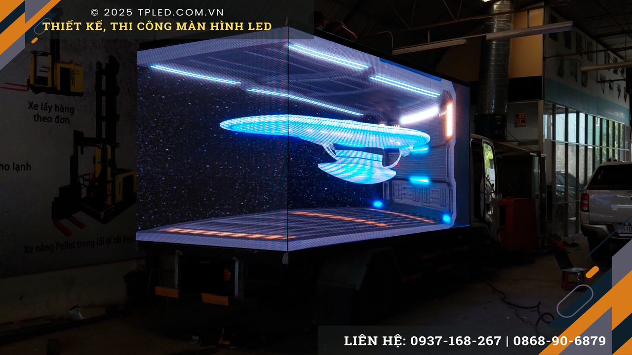 Xe LED 3 mặt chạy roadshow diện tích 40m2 thi công bởi TPLED®.